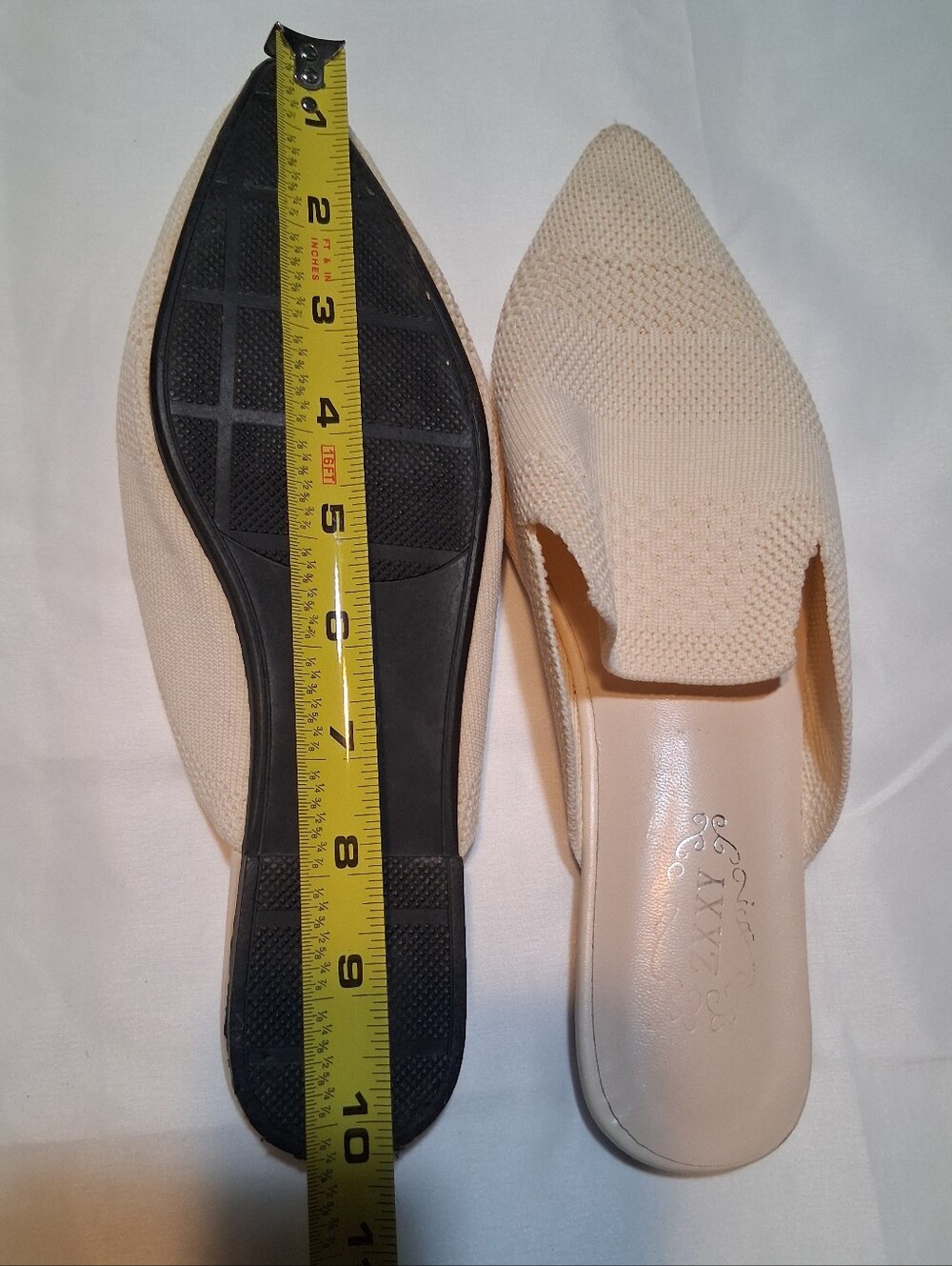 Pointed Toe Knit Flats Mules Beige Cream Slip on Slides EU 39 Casual Chic Work - Picture 6 of 8